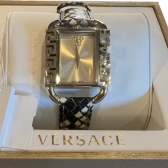 VERSACE Women's Flair Stainless Steel & Leather Strap Watch - NWT - Picture 4 of 12
